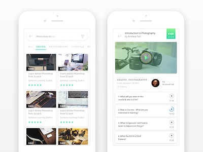 Course courses design green homepage layout prototype ui ux