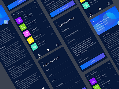 Job Application Form Mobile UI Concept abstract android app blue design ios mobile ui ux