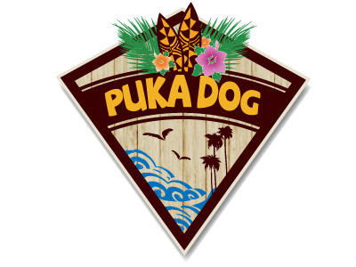 Puka Dog concept concept hawaiian hot dog logo