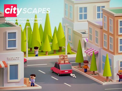 CityScapes 3dillustration 3dsmax cartoon colorful design dribbble games illustration mobilegames modelling