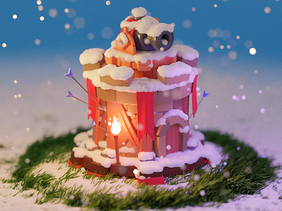 Tower Defence | Winter Theme 3dart 3dillustration blender blender 2.8 blender 3d blender3d blender3dart blendercycles cartoon colorful colorful art design dribbble games illustration tower tower defence wixot