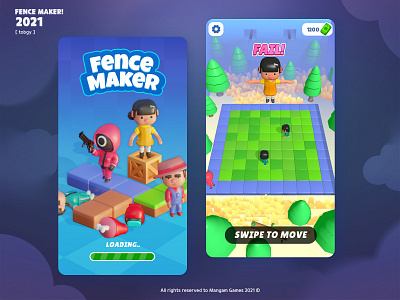 Fence Maker cartoon characters colorful design dribbble games illustration mobilegames squid squidgame