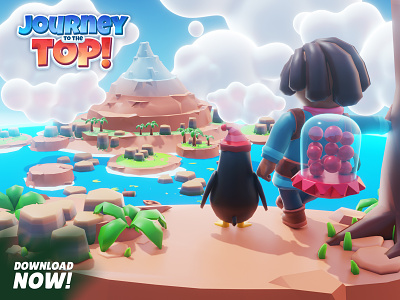 Journey to the top cartoon character colorful games illustration island journey mobilegames mountain top vacuum