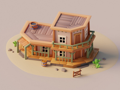 Wild West building v.02 3dart 3dillustration 3dlowpoly blender building cowboy cycles gameart gaming lowpolyart mobilegames wild wildwest
