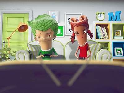 Clorets Tv Commercial ad. 3d 3dsmax cartoon characters clorets colorful interior mint mint green modelling tv vray