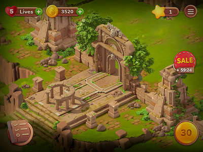 The mysterious island 🏞🌍🔥🌴🌿 3d 3denvironment 3dillustration cartoon colorful design dribbble gameart games illustration isometric mobilegames modelling ui