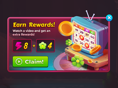 Earn Rewards! bingo cartoon colorful design dribbble games illustration mobilegames ui wixot