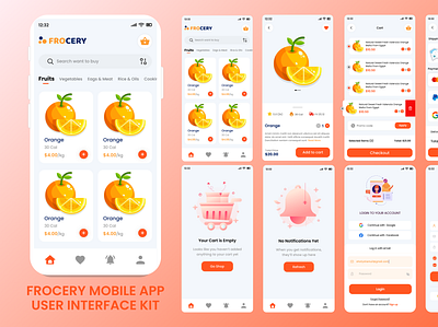 Grocery shop ui kit design graphic design grocery app grocery shop minimalistic design mobile app ui ux