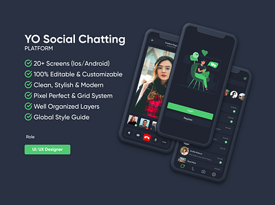 YO Chatting - Social Messaging App call chatting app design message messaging app minimalistic design mobile app social ui ux video calling app