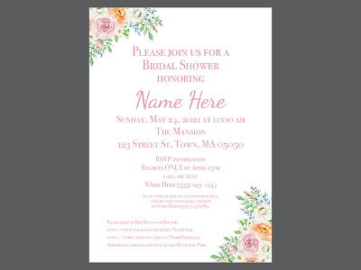 Bridal Shower Invitation design flowers graphic design indesign print print design typography