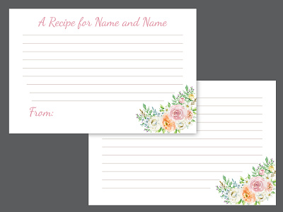 Recipe Card for Bridal Shower design floral design graphic design indesign print print design