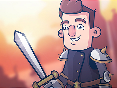 Knight Ted cartoon character funny game knight vector