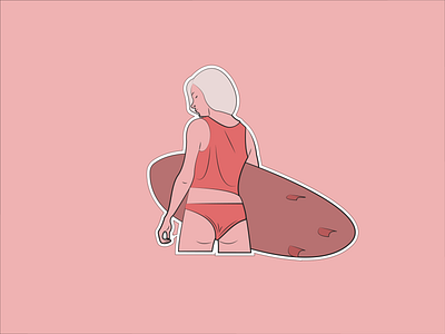 Surf girl are surfing beach flat girl illustration lineart summer surf girl surfboard surfing vector woman