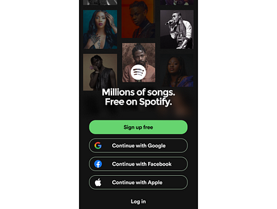 Spotify app design login signin signup spotify ui