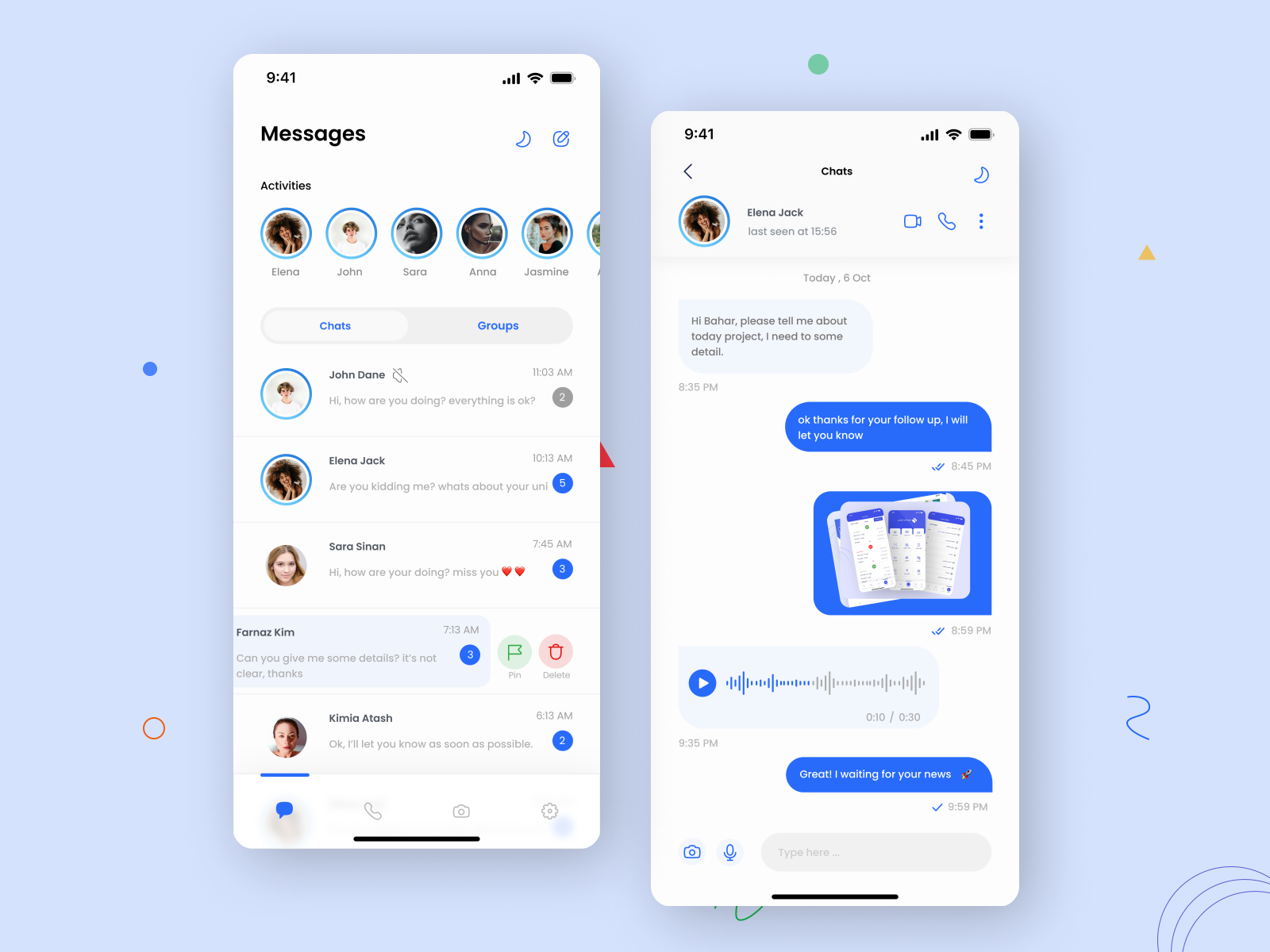 Messenger app by Bahareh Daryabak on Dribbble