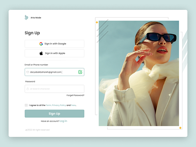 Sign Up Page - Web Design design graphic design landingpage mode shopdesign sign up signup ui uiux ux