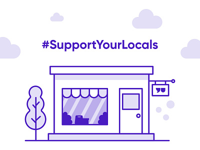 Support Your Locals clouds illustraion local purple shop support tree