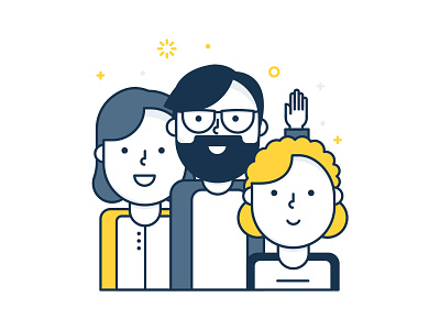 Happy co-workers blond glasses happy icons illustrations illustrator people smiling ui website