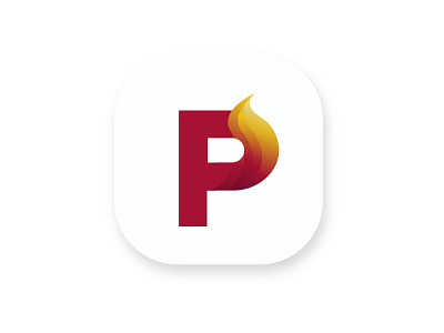 Flaming P flame gradient hot icon logo p red