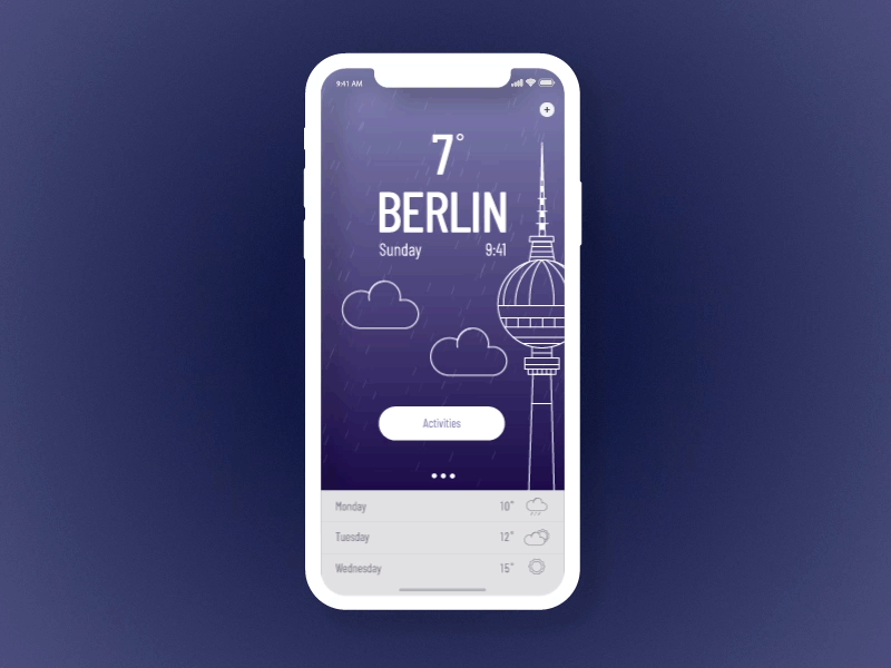 Weather App app berlin rain ui