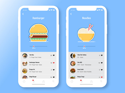 Food App design food hamburger illustration noodles ui ux