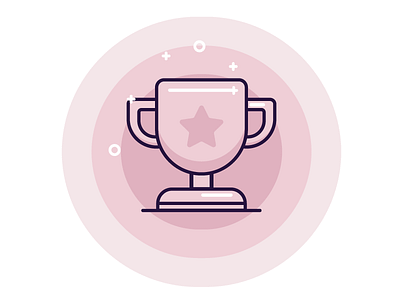 Pink Trophy circle icon illustration pastel pink sparkle star trophy winning
