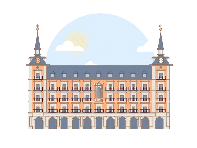 Plaza Mayor berlin clouds day gif graphic design illustration madrid moon night plaza mayor spain sun