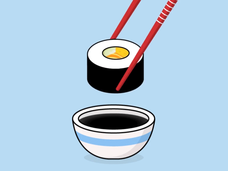 Time for Sushi blue dipp food gif graphic design illustration motion soya sushi