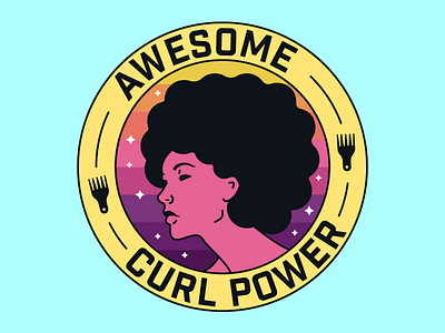 Curl Power badge curly gradient graphic design icon illustration power vector woman