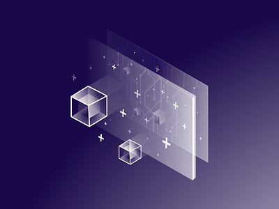 Cyber world color cubes cyber gradiant purple securuty information web design