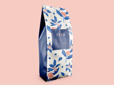 I WISH COFFEE blue branding coffee coffee plant design flowers illustraion pink plant