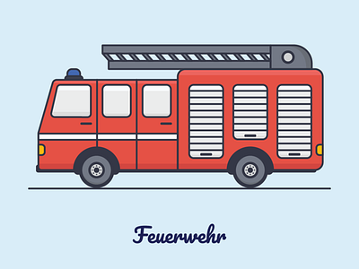 Fire truck berlin deutch fire truck freelance german germany illustraion kids polina red sogolov