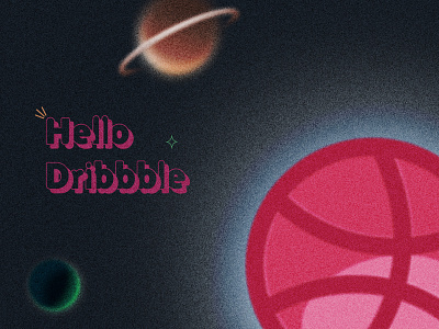 Hello Dribbble! animation app dark debut design dribbbble galaxy glitch graphic design hello illustration logo noise product design trend typography ui webdesign