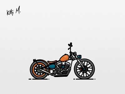 Bobber motorcycle (thick lines) bobber chopper flat icon illustration logo motorbike motorcycle thick