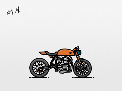 Cafe racer motorcycle (thick lines)