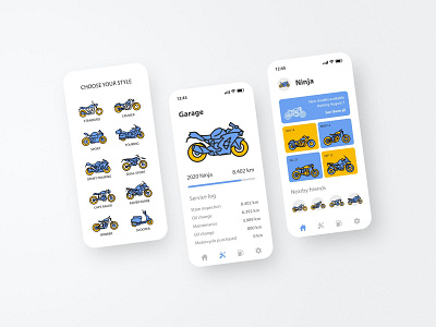 Motorcycle types icon set (monoline)