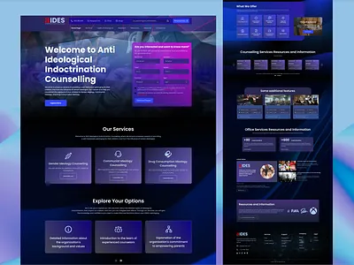 Anti Ideological Indoctrination Counseling Website (Dark Mode) app branding design graphic design illustration landing page logo typography ui uiux ux vector website