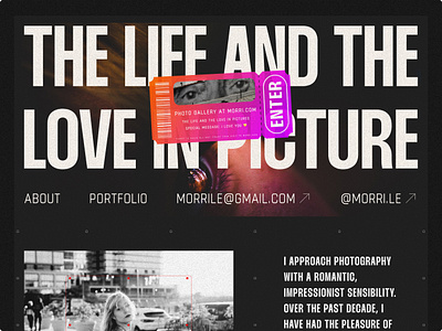 MORRI- Photographer Portfolio design homepage interface landing page modern photographer photography portfolio ui website design