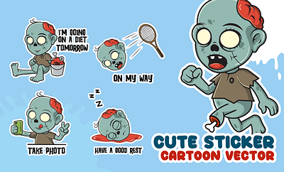 Cute Simple Vector Kawaii 2d Cartoon Character For Sticker zombie monster