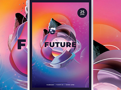 Future Poster Design abstract abstraction colorful colors creative download flyer futuristic graphic design graphicriver minimal poster print psd shapes template
