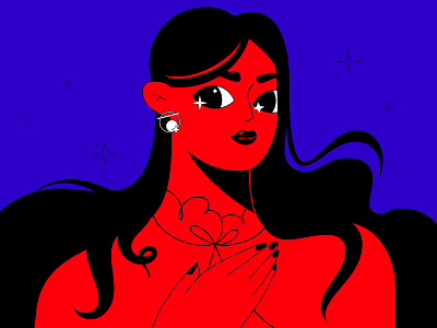 Self portrait avatar blue character design girl illustration red vector woman