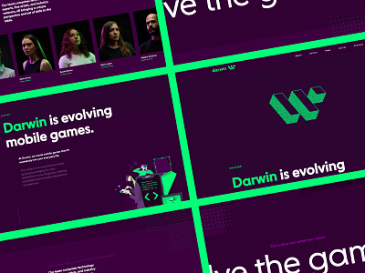 Website for Darwin Interactive branding darwin interactive design games gaming logo mobile gaming ui ux web design website