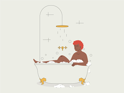 Happy plump woman in bath with foam spa vector illustration afro bathroom body care girl graphic design illustration naked vector woman