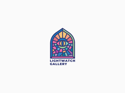 Lightwatch Gallery Stained Glass Logo art gallery artistic brand branding cajva cheerful colorful design emblem eye identity illustration illustrative logo light logo mark pieces reflections stained glass