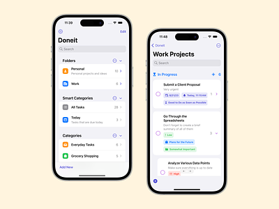 Doneit 2.5 - iPhone Screens app design for ios app ui app ui design design design for ios digital design ios app ios app design ios app ui design ios design ios ui iphone app ui mobile app mobile app design native ios app product design ui ui for app ui for ios uiux