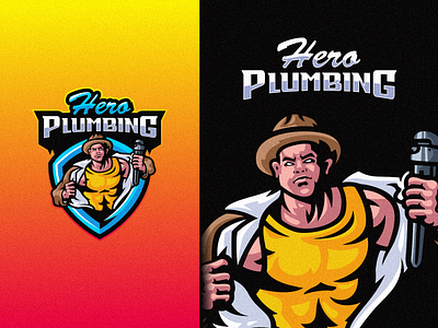 Hero Plumbing Logo branding design graphic design identity illustration logo mark plumber plumbing service tshirt vector