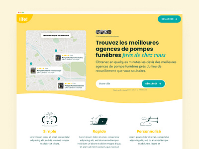 Life Obsèques - Landing page branding illustration landing page life obseques ui ux webflow website