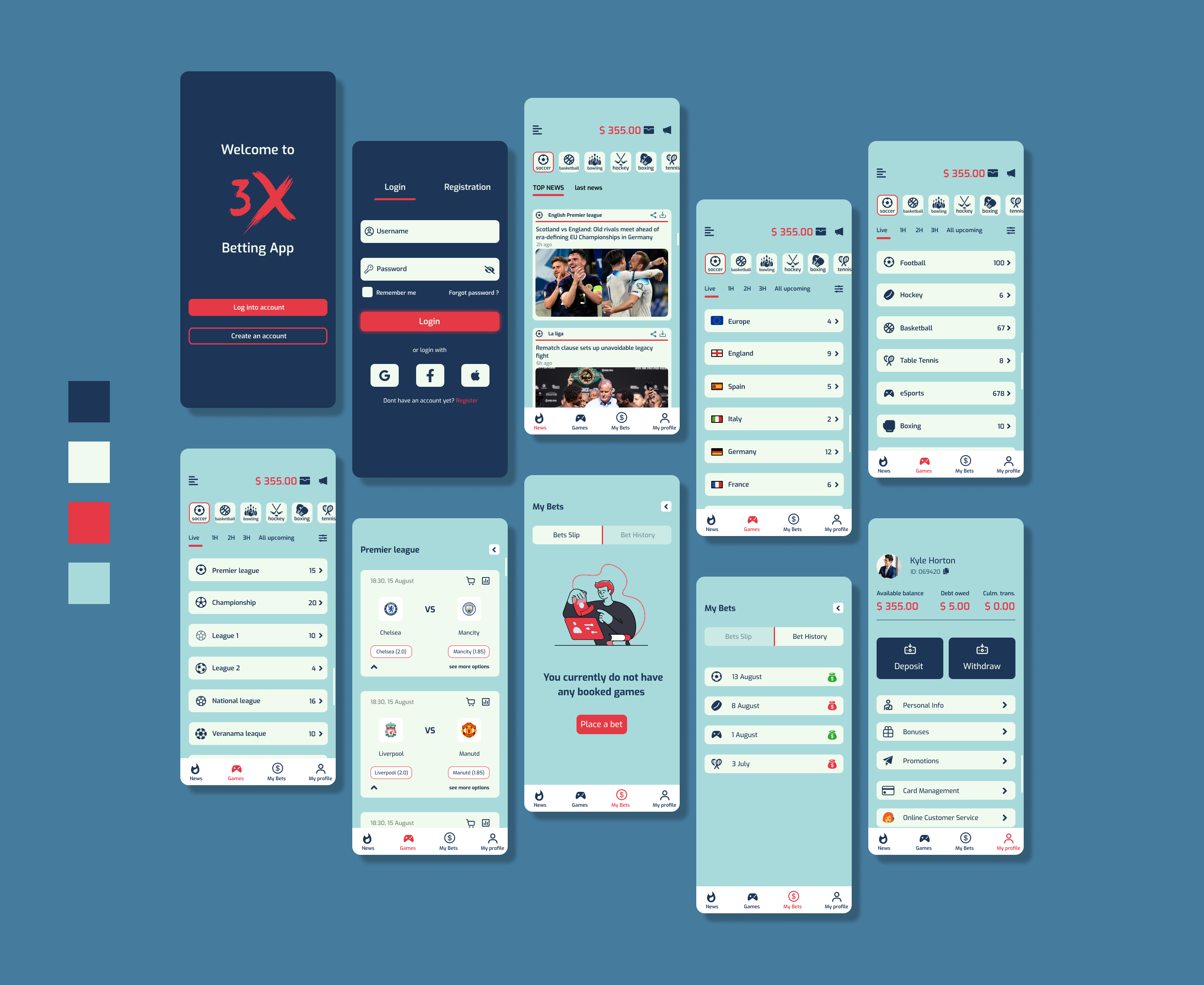 Betting App UI Concept on Figma blue branding design figma graphic design illustration innovation logo mockup sportsbetting typography ui userinterface ux vector