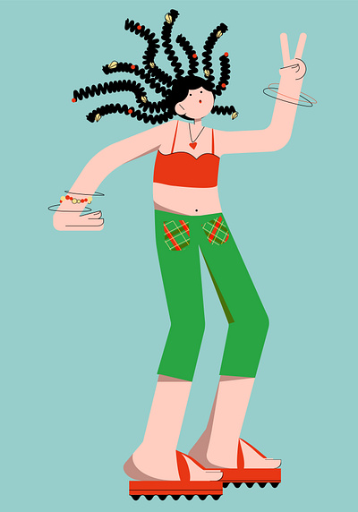 Character. Girl's summer dance character dance girl graphic illustration illustrator vector