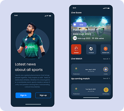 Sports News App appdesign branding design graphic design ui uiux uiux design web design